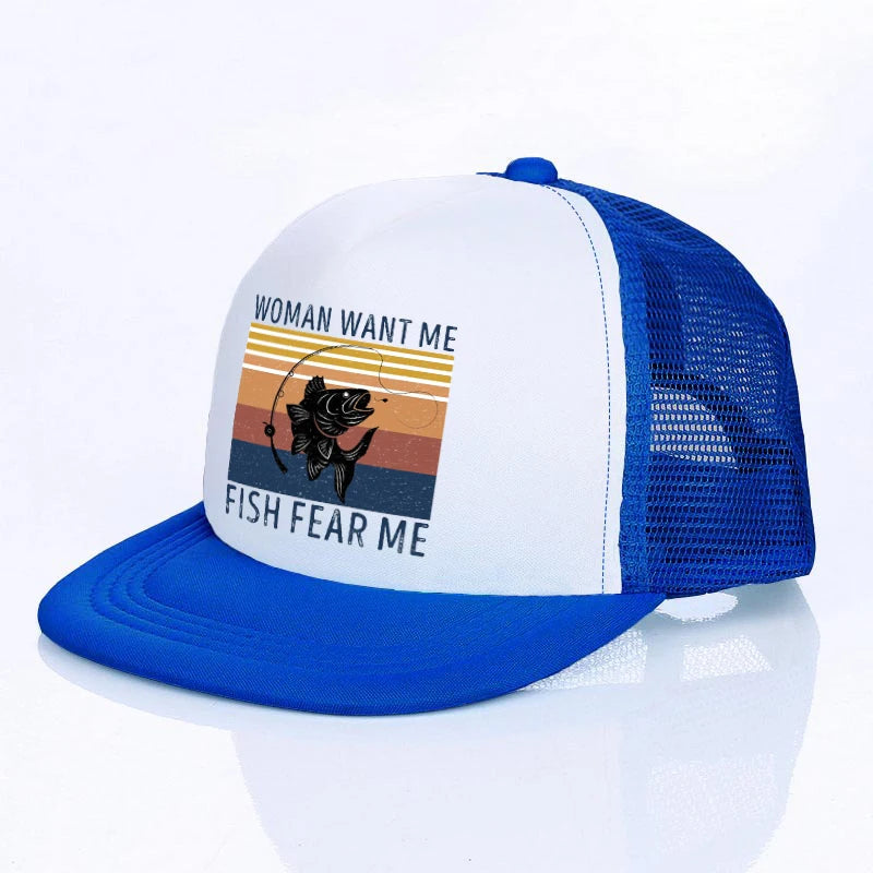 Women Want Me Fish Fear Me Printed Snapback Caps Big Mounth Fish Bass Shop Hats Fisherman Lovers Fishing Farm Baseball Cap YF169