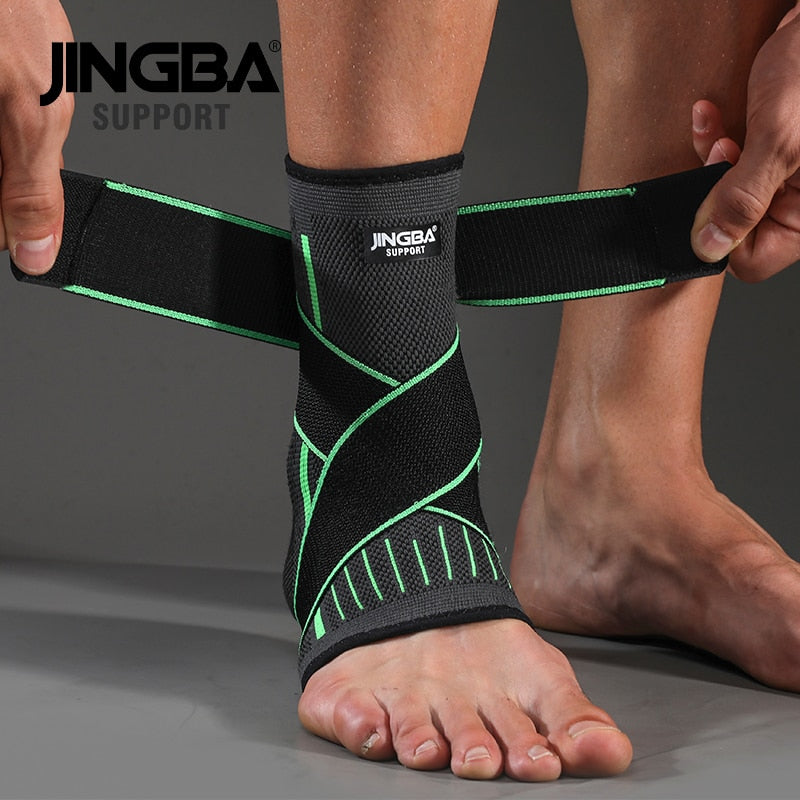 JINGBA SUPPORT 1 PCS 3D Compression Nylon Strap Belt Ankle Protector Football Ankle Support Basketball Ankle Brace Protective