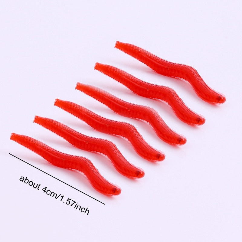 50-200pcs Soft Baits Fishing Lures Simulation Lifelike Earthworms Red Worms Artificial Fishing Tackle Realistic Fishing Baits