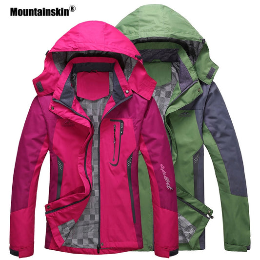 Mountainskin Men Women Spring Autumn Outdoor Hiking Jackets Waterproof Windbreaker Climbing Camping Trekking Rain Coat VA301