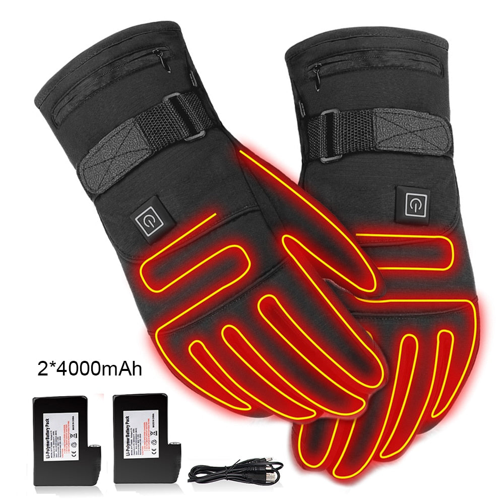 Men Women Motorcycle Electric Heated Gloves Temperature 5 Speed Adjustment USB Hand Warmer Safety For Skiing Hiking Camping