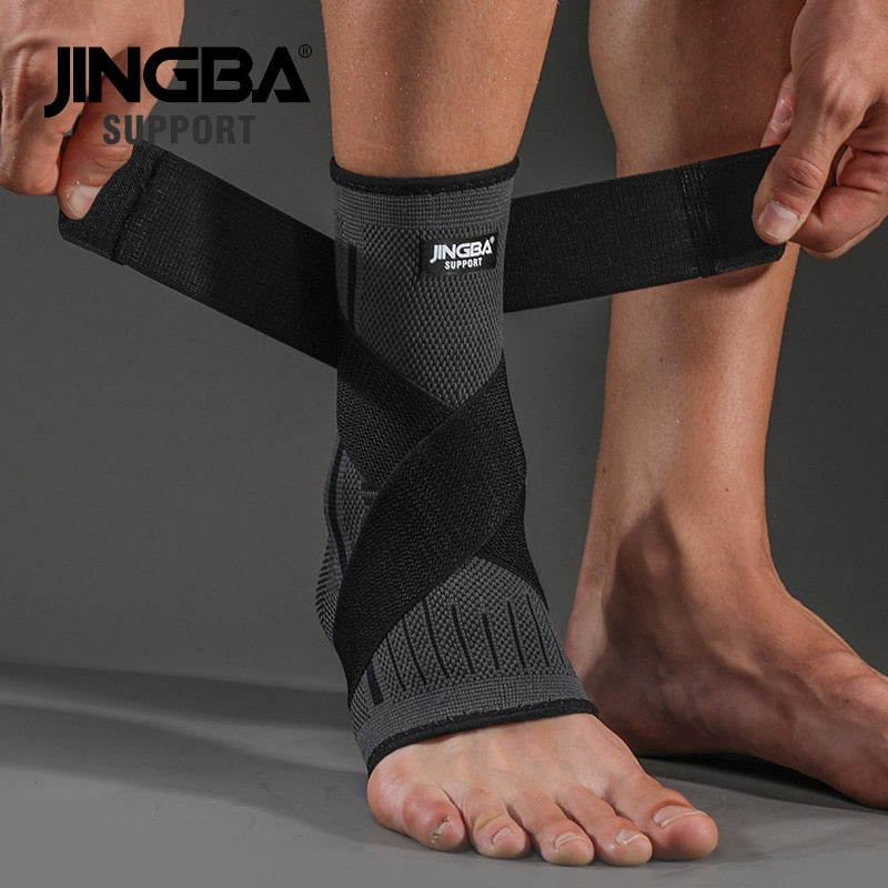 JINGBA SUPPORT 1 PCS 3D Compression Nylon Strap Belt Ankle Protector Football Ankle Support Basketball Ankle Brace Protective