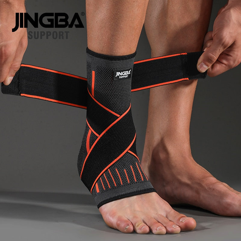 JINGBA SUPPORT 1 PCS 3D Compression Nylon Strap Belt Ankle Protector Football Ankle Support Basketball Ankle Brace Protective