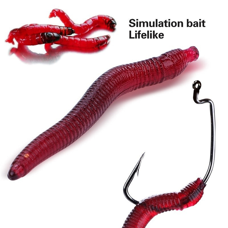 50-200pcs Soft Baits Fishing Lures Simulation Lifelike Earthworms Red Worms Artificial Fishing Tackle Realistic Fishing Baits