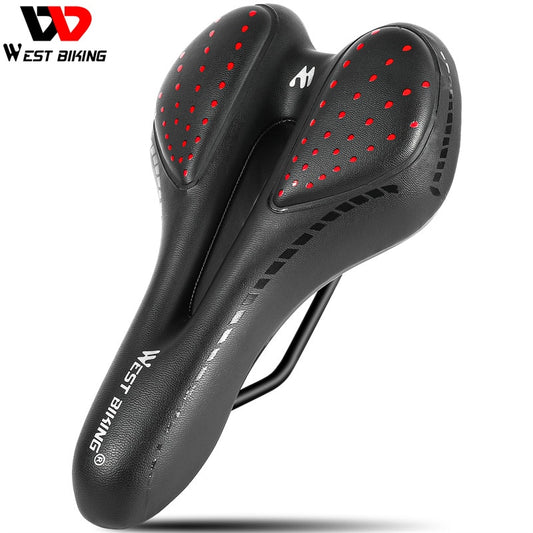 WEST BIKING Bike Saddle MTB Mountain Road Bike Seat PU Leather Gel Filled Cycling Cushion Comfortable Shockproof Bicycle Saddle